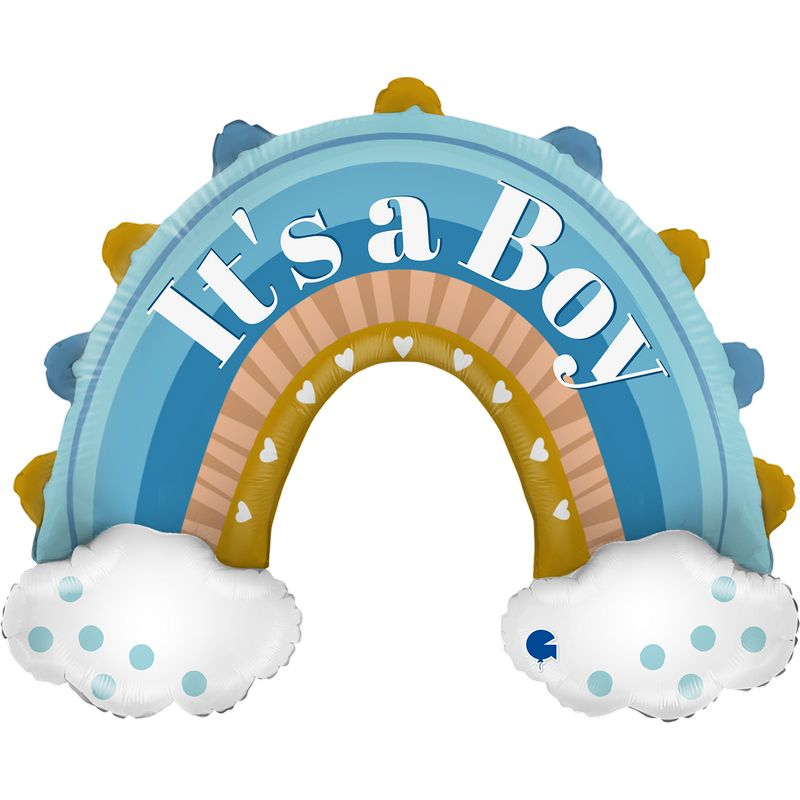 It's A Boy Regnbue Folieballon Lyseblå