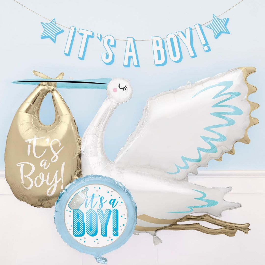 It's A Boy Stork Mega Folieballon