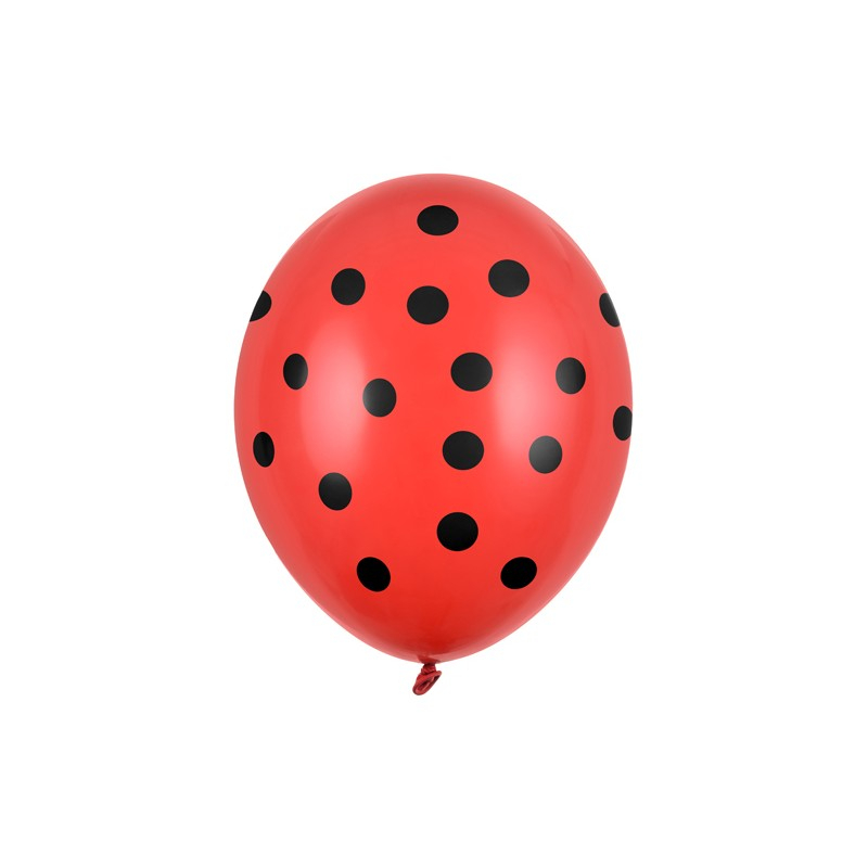 Prikkede Latexballoner Rød/Sort