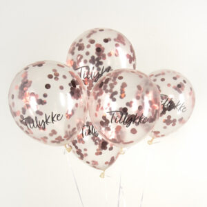 Tillykke Konfetti Balloner Rosaguld